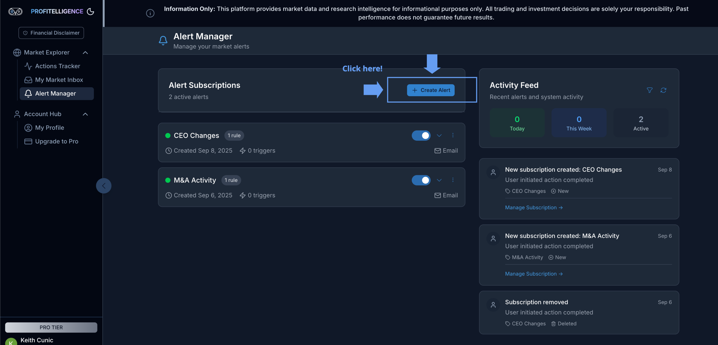 Alert Manager Launch - Custom Market Intelligence Alerts
