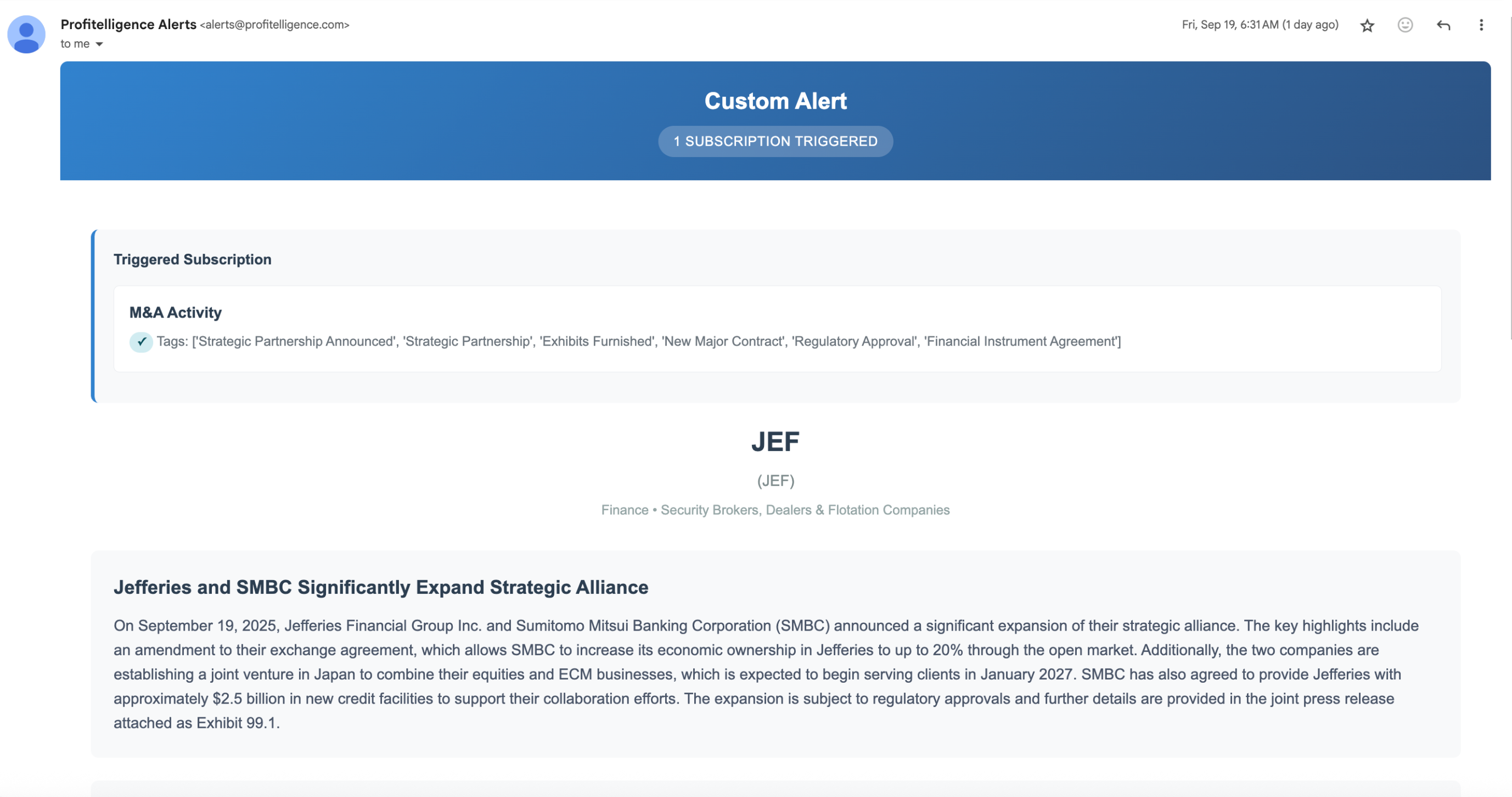 Example Alert Email
